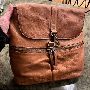 FatFace Brown Leather Crossbody Backpack